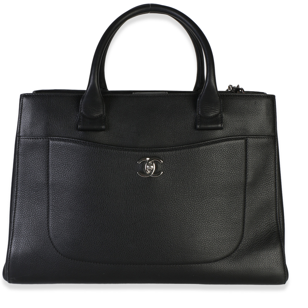 Chanel Black Grained Calfskin Small Neo Executive Shopper Tote